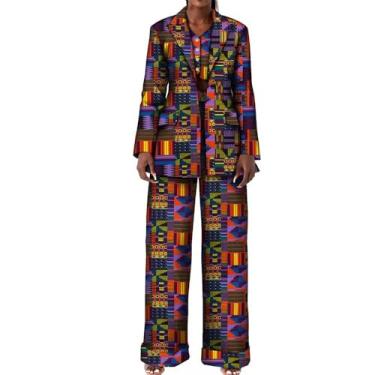 Imagem de Ternos africanos para mulheres, blazer com estampa africana, casaco e calça comprida, T8, M