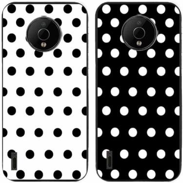 Imagem de 2 peças preto branco bolinhas impressas TPU gel silicone capa de telefone traseira para Nokia todas as séries (Nokia C200)