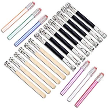 Imagem de FULANDL 20 extensores de lápis, alongador de lápis, incluindo cabo de madeira, alumínio, cores sortidas, ajustável, suporte de extensor de lápis de cabeça dupla, ferramenta de escrita de arte para