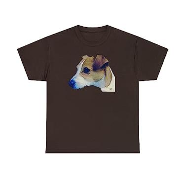 Imagem de Camiseta Parson Jack Russell Terrier unissex de algodão pesado, Chocolate escuro, XXG