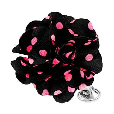 Imagem de Vittorio Vico Broche de lapela de flor de bolinhas formal masculino premium - Boutonniere para homens, broche, 2.5" (6.36CM), Poliéster, Não aplicável