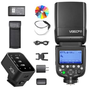 Imagem de Godox V860III-F Flash + X3-F para Fuji 7,2V / 2600mAh, TTL 2.4G Wireless HSS 1/8000 1,5s Tempo de reciclagem e 480 flashes de potência total 10 níveis (V860II-F atualizado)