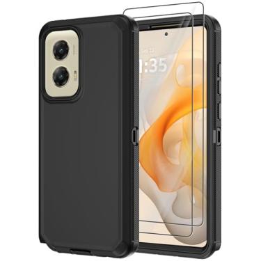 Imagem de Annymall Capa para Motorola Moto G Stylus 5G 2024 com 2 protetores de tela, proteção contra quedas à prova de choque à prova de poeira, resistente, 3 camadas, militar, resistente, durável, capa