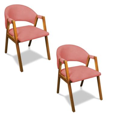 Imagem de Cadeira Sala de Jantar Em Madeira kit 2 Yara Suede D03 - D`Rossi