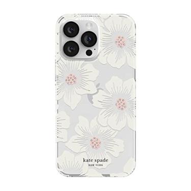 Imagem de kate spade new york Capa protetora rígida compatível com Apple iPhone 14 Pro Max - Hollyhock Floral Transparente [KSIPH-225-HHCCS]
