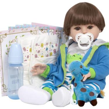 Imagem de Bebe Reborn Recem Nascido Lindo Girafinha Cabelo Castanho - Cegonha Re
