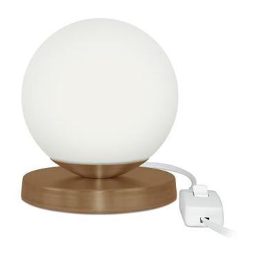 Imagem de Luminária Abajur de mesa Globo Orby Cobre Base Redonda - MARRYLUZ