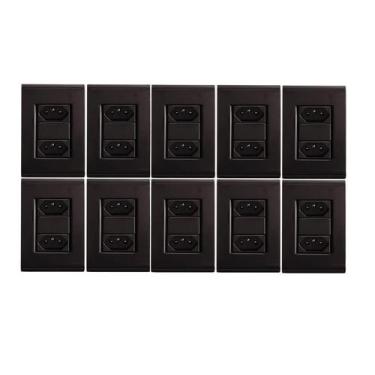 Imagem de Kit 10 Conjunto 4x2 2 Tomadas 20A Preto Liz - Tramontina