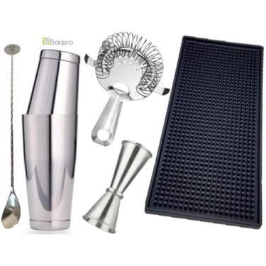 Imagem de Kit Barman Coqueteleira Barpro Colher Bailarina Drinks 6 pçs - NLS