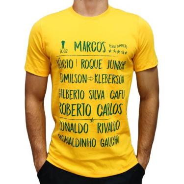 Imagem de Camisa Brasil Retro Escalação Penta 2002 Algodão - Masculino - RetrôMa