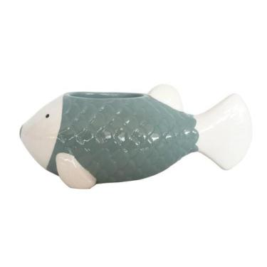 Imagem de Floreiro Cerâmica Peixe Decorativo p/Casa e Jardim 22cm - Zona Livre
