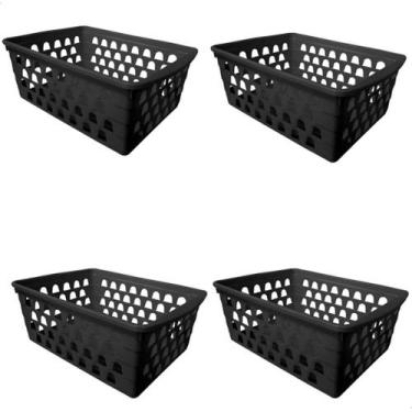 Imagem de Cesto multiuso organizador p 16x12x6cm 4un - preto - ABCOISAS