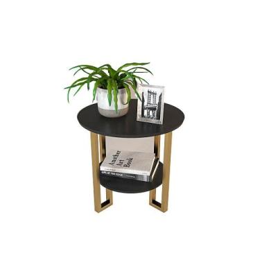 Imagem de Mesa Lateral Tulipa 2 Tampos com Pés de Ferro - Preto - Nosso Sonho De