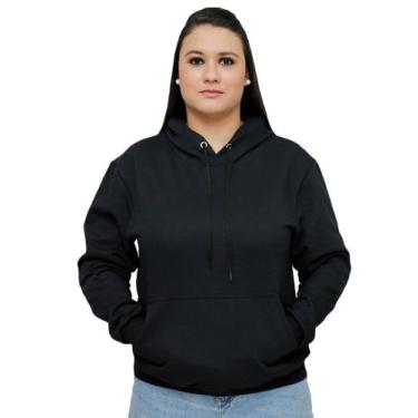 Imagem de Moletom Blusa De Frio Feminino Adulto e Infantil Básica Flanelada Para