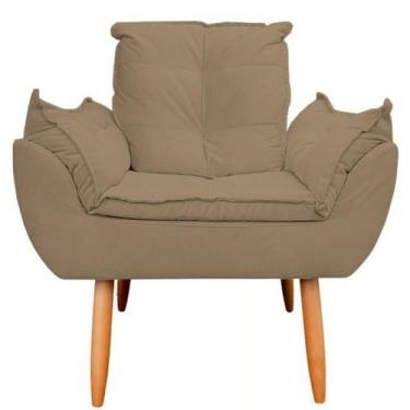 Imagem de Poltrona Decorativa Opala Sala de Estar Tecido Suede Cappuccino Horizo