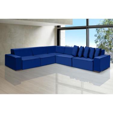 Imagem de Sofá Dubai 3.77x3.77m de Canto Retrátil - Sofisticato, azul