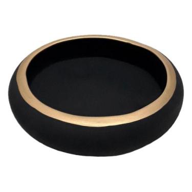 Imagem de Vaso Ikebana Baixo Cerâmica Fosca Decor de Plantas Garden - Black Gold
