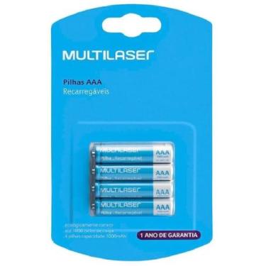 Imagem de Pilha Recarregável AAA 1000 mah Multilaser Recarregáveis CB050  Cartel