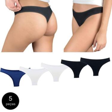 Imagem de Kit 5 Calcinhas Fio Dental Try Basics Algodão Cotton Básica Lisa Moda 