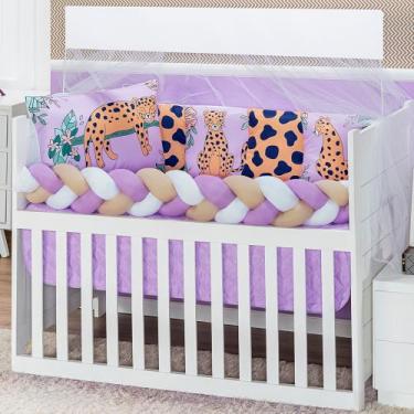 Imagem de Kit Berço Trança Completo Chuva de Amor Arco Iris Nuvem Coração 10 peç