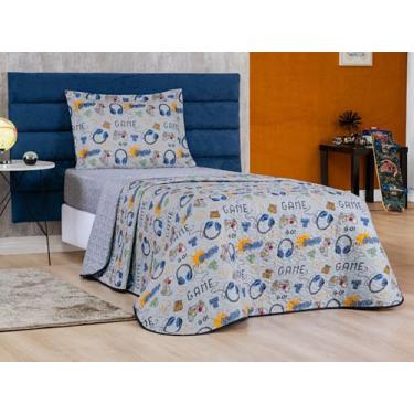 Imagem de Cobre leito Colcha Bouti solteiro Dupla Face Matelado Game - Nathalia 