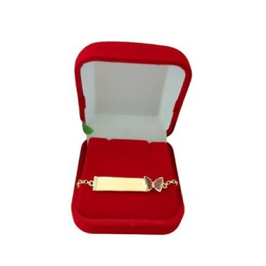 Imagem de Pulseira infantil Nome Borboleta Banho de Ouro 18k - Jhulias Joias e S