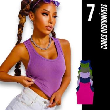 Imagem de CROPPED CANELADO Feminino Regata Blusinha Fitness Camiseta Academia Co