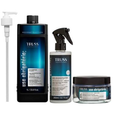 Imagem de Kit TRUSS Uso Obrigatório Shampoo 1 Litro + Máscara 180g + Spray Recon