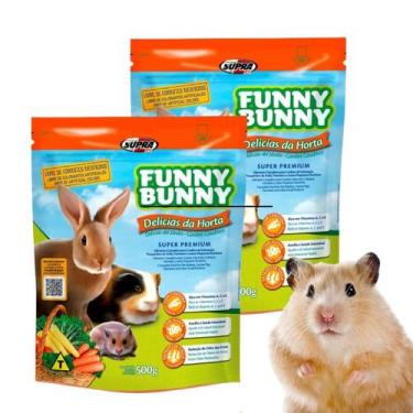 Imagem de Kit Com 2 Rações Alimento Funny Bunny Delicias da Horta Para Coelhos H