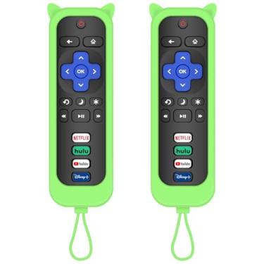 Imagem de Controle remoto para Roku TV e capa, 2 unidades de substituição compatíveis com controle remoto Onn Roku (verde)
