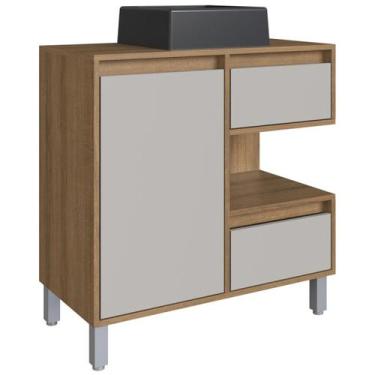 Imagem de Gabinete Suspenso 80 cm Cuba Preta BL2001 Mell Arenas FAEM - Milani St