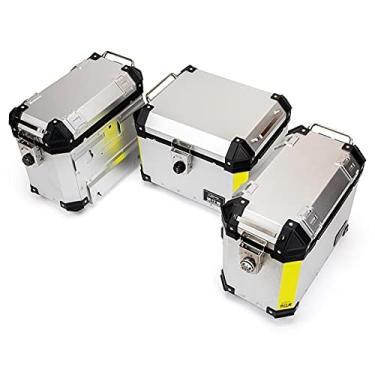 Imagem de Mala de viagem para motocicleta, caixa traseira de 48 L + bolsa de selim de carga de 36 L, capa superior para motocicleta, caixa lateral esquerda e direita, porta-malas para motocicleta CB500X (preto)