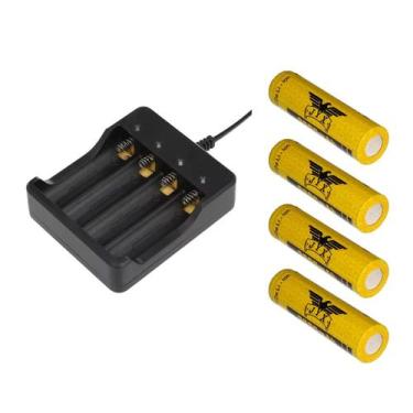 Imagem de Kit 1 Carregador Duplo De 4 Slot Bateria 26650 Mais 4 Bateria De Grand