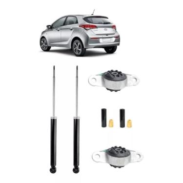 Imagem de PAR DE AMORTECEDOR TRASEIRO KIT BATENTE COIFA E COXIM HB20 2012 2013 2014 2015 2016 2017 2018 2019