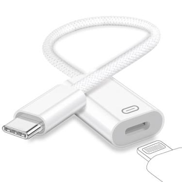 Imagem de Adaptador de áudio de fone de ouvido USB C para Lightning, conversor de fone de ouvido Lightning tipo C macho para fêmea com carregamento/transferência de dados, compatível com iPhone 16/15