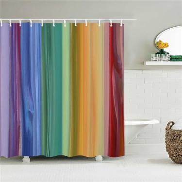 Imagem de Cortina de banho Tecido impermeável Cortinas de chuveiro Padrões geométricos Tela de banheira para decoração de casa de banho, 1883M, L210xA180cm