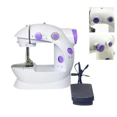 Imagem de Mini Maquina de Costura Domestica Pedal Iluminaçao Led Pequenos Reparo
