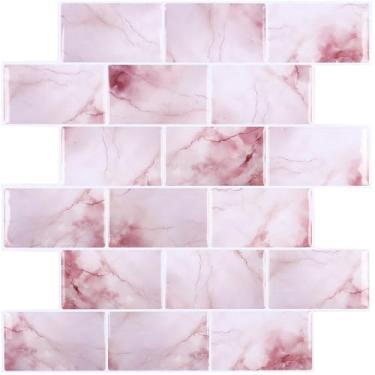 Imagem de CHIHUT Adesivo de parede autoadesivo para banheiro e cozinha, 30,5 x 30,5 cm, adesivo autoadesivo para azulejo de parede de mármore, 6 folhas, adesivo no metrô para paredes de chuveiro, lareira e