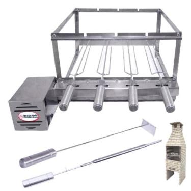 Imagem de Brasa Grill Gira 4 Espetos p/ Churrasqueiras Pré Moldadas 55cm + Espet