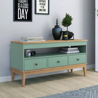 Imagem de Rack - Colonial 1200cm x 600cm x 410cm 3 Gavetas Mel / Oliva