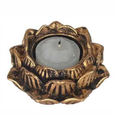 Imagem de Incensário e Castiçal Flor de lótus grande cor Ouro. - Shop Everest
