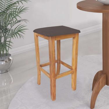 Imagem de Banqueta Alta Cally Gourmet Balcão Bistrô Cozinha Base Madeira Maciça Suede Marrom- Ahz Móveis