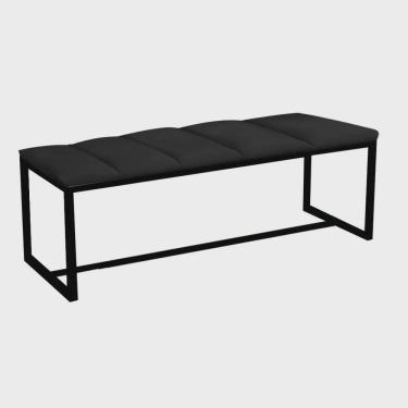 Imagem de Calçadeira Industrial Carla 195cm King Size Quarto Box Cama Ferro Preto Corino Preto - Ahz Móveis