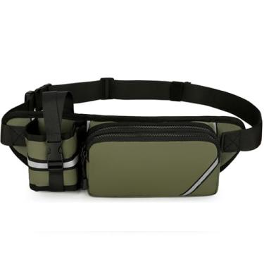 Imagem de Pochete de corrida para homens e mulheres com suporte para garrafa de água, alça ajustável, impermeável, caminhadas, viagens, ciclismo, atividades ao ar livre, Verde, Standard, Utilitário esportivo