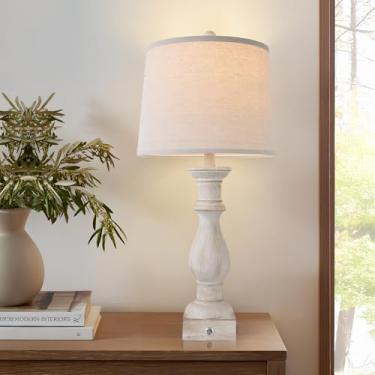 Imagem de Terpsichore Conjunto De 2 Abajures De Mesa Vintage, Luminária De Mesa Com Toque Regulável, Abajur De Resina Estilo Fazenda, Abajures De Cabeceira Com Portas E Tomadas Usb, Para Quarto, Sala De Estar