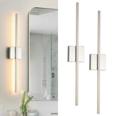 Imagem de Lonrukat Conjunto De Dois Arandelas De Parede, Arandela De Parede Com Led E Fio Regulável, Conjunto De Dois Arandelas De Níquel Para Quarto, Banheiro, Sala De Estar, Quarto, Com Fio 3000K, 28 Poleg