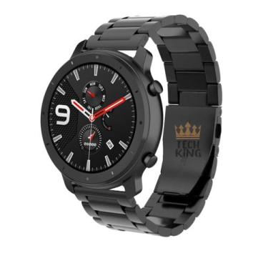 Imagem de Pulseira De Aço Premium Elos P/ Smartwatch Gtr 47mm - TechKing, Preto