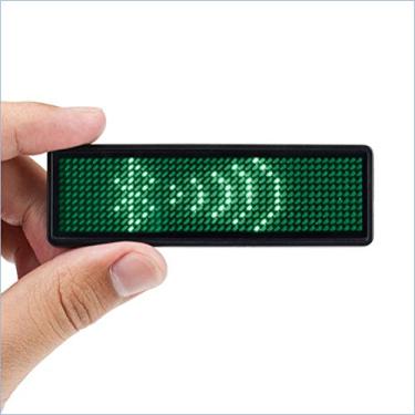 Imagem de Etiqueta de nome com LED verde Coolbird, crachá de nome LED Bluetooth sem fio recarregável com preço reutilizável, placa digital de 44 x 11 pixels, para restaurante, loja, exposição de balada, hotel