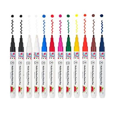 Imagem de Apple Barrel Multi-Surface, conjunto de 12 canetas de tinta de ponta fina, perfeitas para projetos de artes e artesanato em ambientes internos e externos, 6233, básico