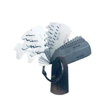 Imagem de Medidor de inclinação de perfil de dente de engrenagem, 0,35 a 4,5, módulo 23 perfis, 15 folhas, PA de 35 a 4,5 - modular